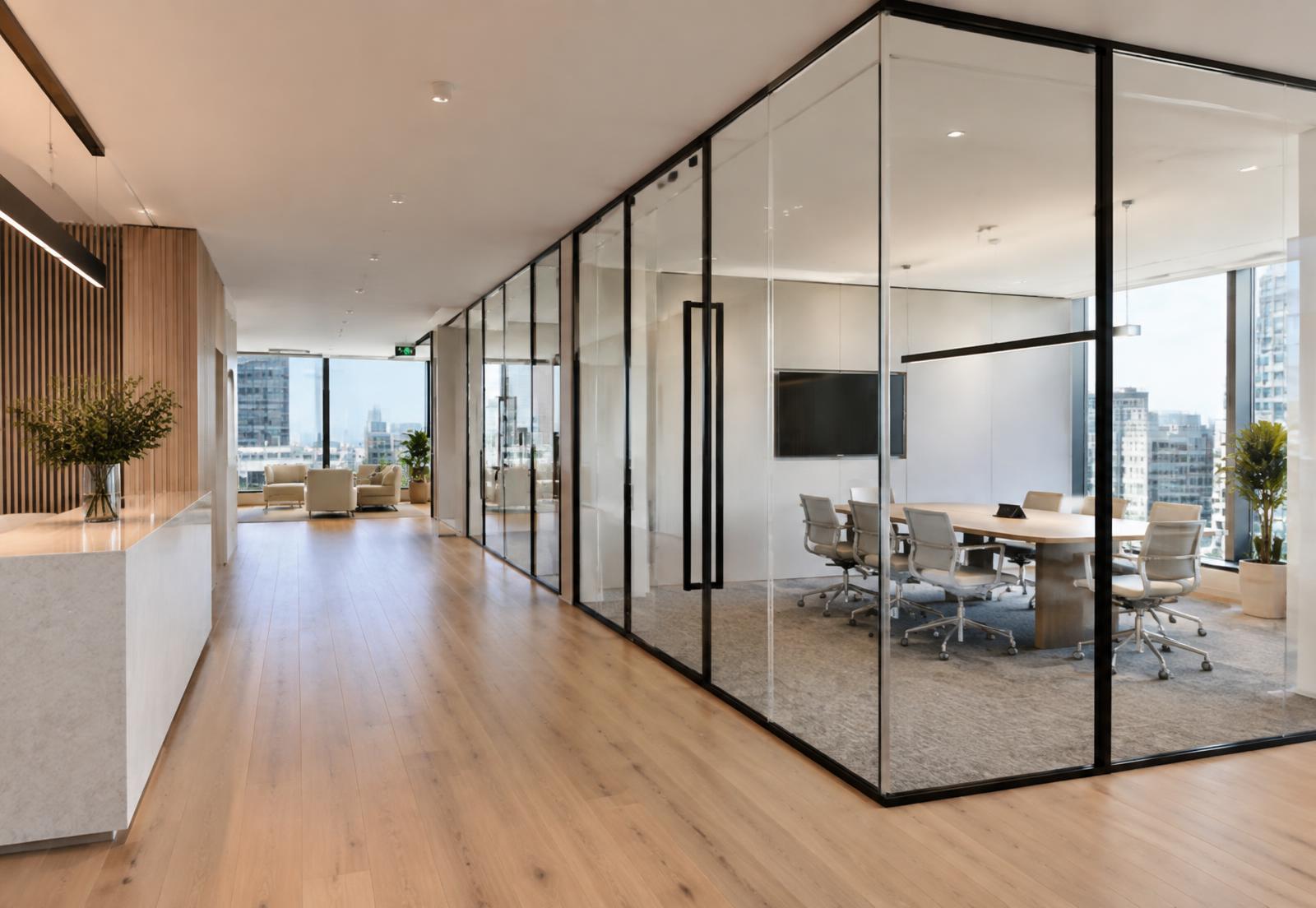 Bureaux modernes avec salles de réunion vitrées